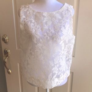 NWOT Banana Republic white lace top. Beautiful, SM